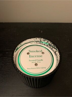 Smoked Incense Scented Candle - Green Ribbed Jar